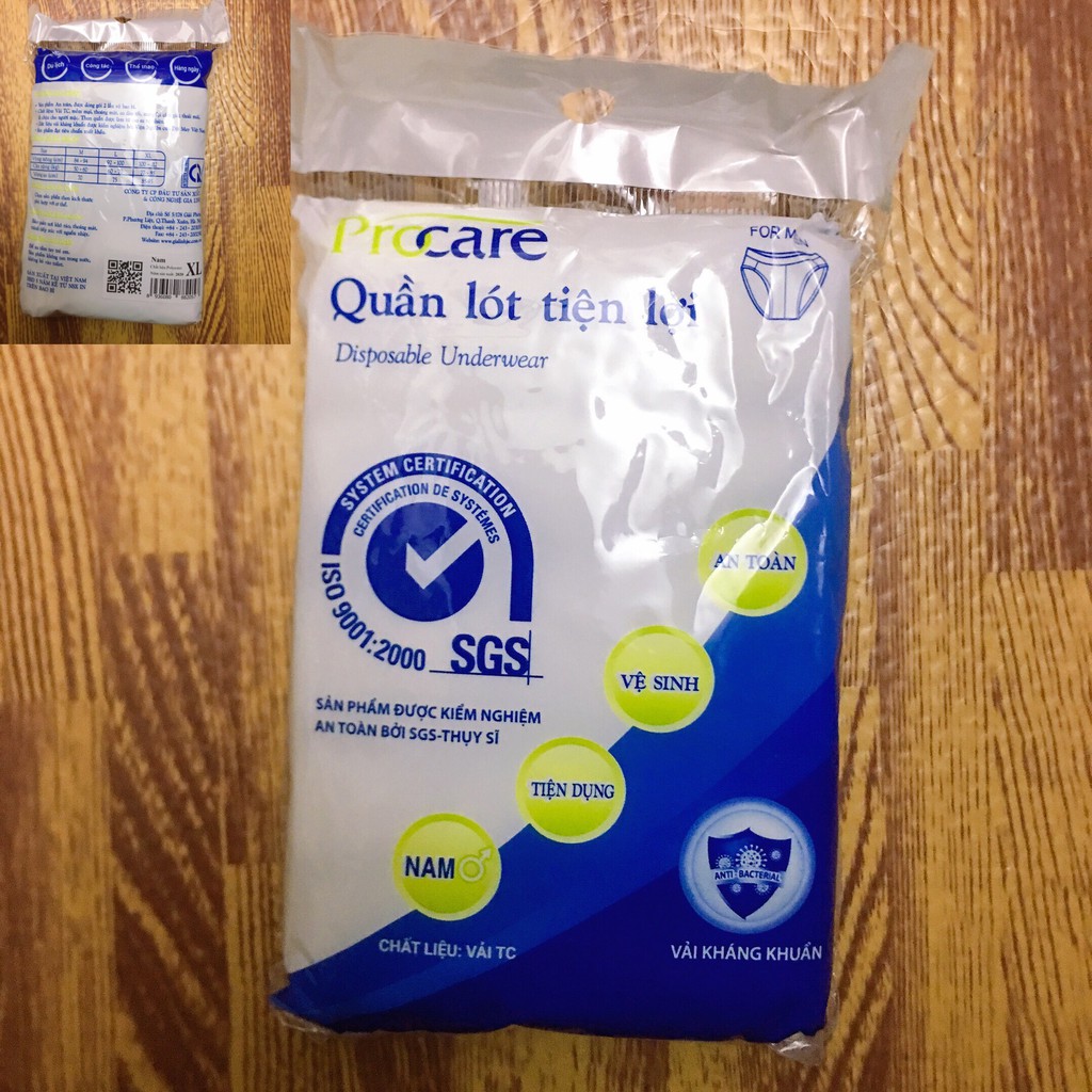 Gói 5 chiếc quần lót cotton Procare dùng 1 lần dành cho Nam giới M/L/XL