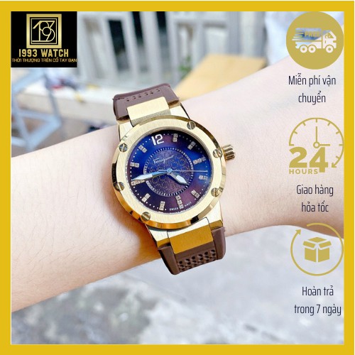 Đồng Hồ Nữ Ferragamo F-80 Cọc Số Đính Đá - Dây Cao Su Màu Nâu (1993 Watch)
