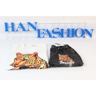 Set quần jean áo thun mãnh hổ