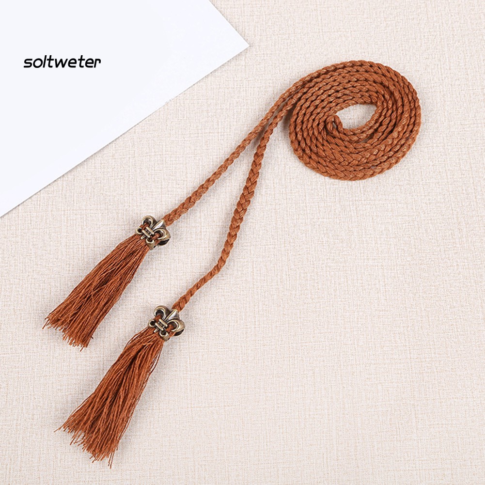 Thắt lưng dây bện phối tua rua phong cách hợp thời trang cho nữ