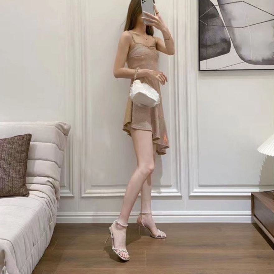 Giày cao gót nữ 9 phân quai đan đính đá Thiên Hương VNXK BP57AT3 Sandal nữ cao gót đế nhọn xăng đan
