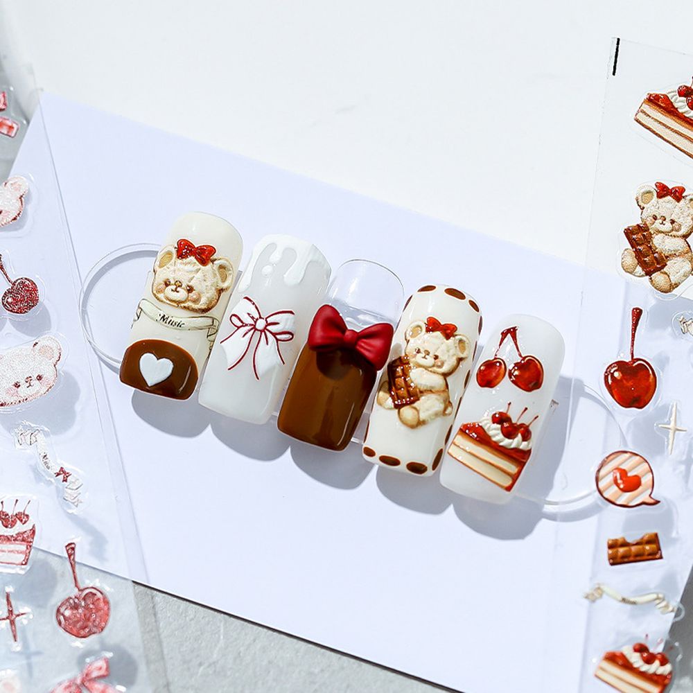 [Hàng mới về] Miếng dán trang trí móng tay họa tiết hoạt hình 3d tùy chọn dễ thương DIY