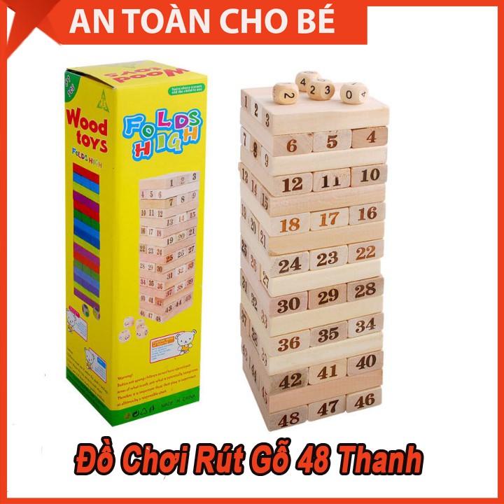 Rút Gỗ 48 Thanh Loại To - Đồ Chơi Phát Triển Trí Tuệ An Toàn Cho Bé