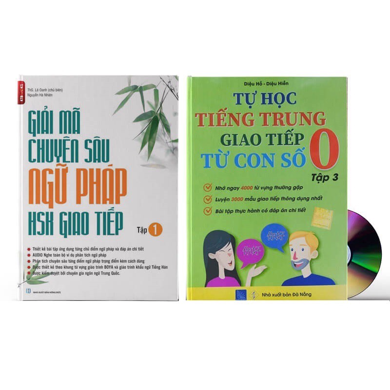 Sách - Combo: Giải mã chuyên sâu ngữ pháp HSK giao tiếp + Tự học tếng Trung từ con số 0 tập 3 (có mp3)+ DVD tài liệu