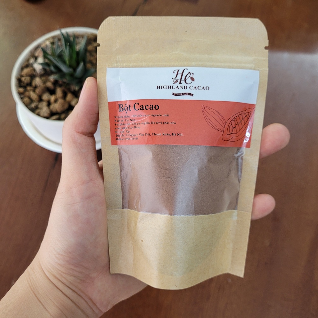 Bột cacao nguyên chất giảm cân cao cấp  làm bánh 50g Việt Nam Highland Cacao VN50