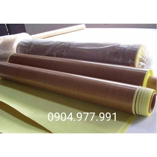 Vải chịu nhiệt Teflon màu nâu, đế vàng  PTFE fabric