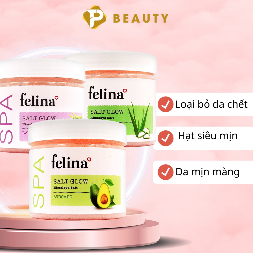 Muối tắm tẩy tế bào chết body Felina Home Spa ĐỦ LOẠI 500g-220g từ hạt muối hồng Himalay tinh khiết