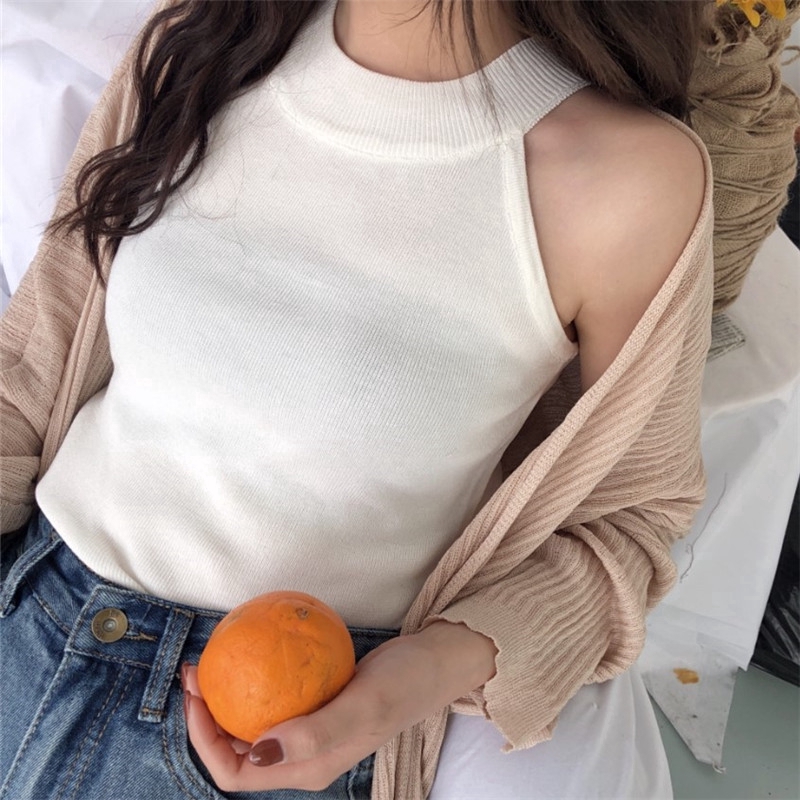 Áo Tank Top Dệt Kim Màu Trơn Hở Lưng Ôm Dáng Thời Trang 2019 Cho Nữ | BigBuy360 - bigbuy360.vn