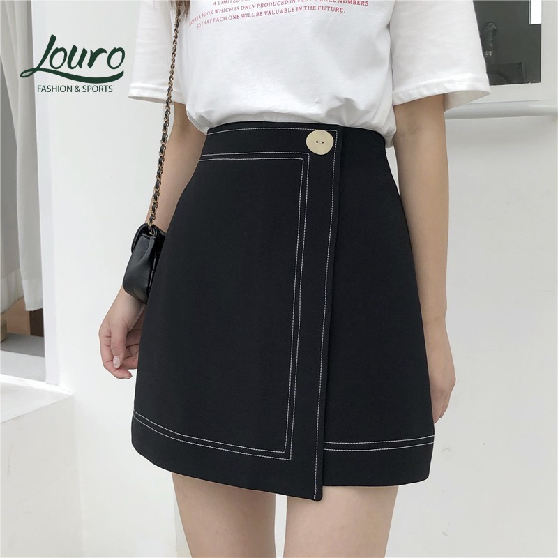 Váy công sở chữ A Louro L803, kiểu váy công sở dáng ngắn, vạt lệch phá cách | BigBuy360 - bigbuy360.vn