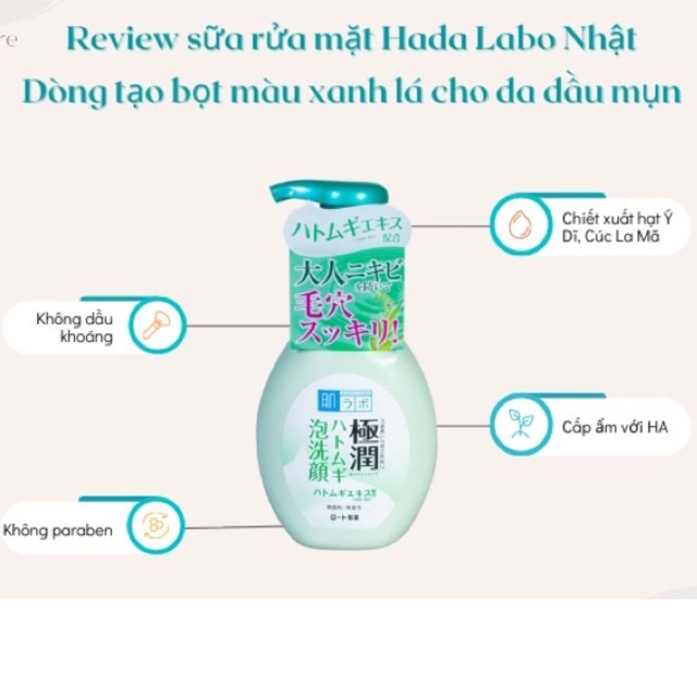Sữa rửa mặt tạo bọt Hadalabo Gokujyun Nhật Bản 160ml mẫu mới