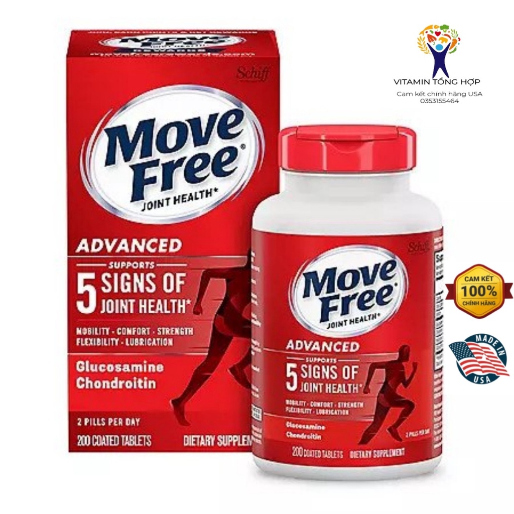 Viên uống vitamin tổng hợp ,hỗ trợ bôi trơn khớp Move Free Advanced, Joint Health 200 viên