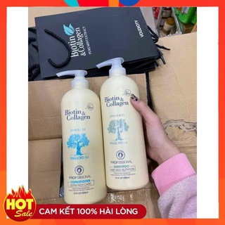 Biotin collagen cặp dầu gội xả - chống rụng kích thích mọc tóc siêu mềm mượt biotin & collagen 1000ml