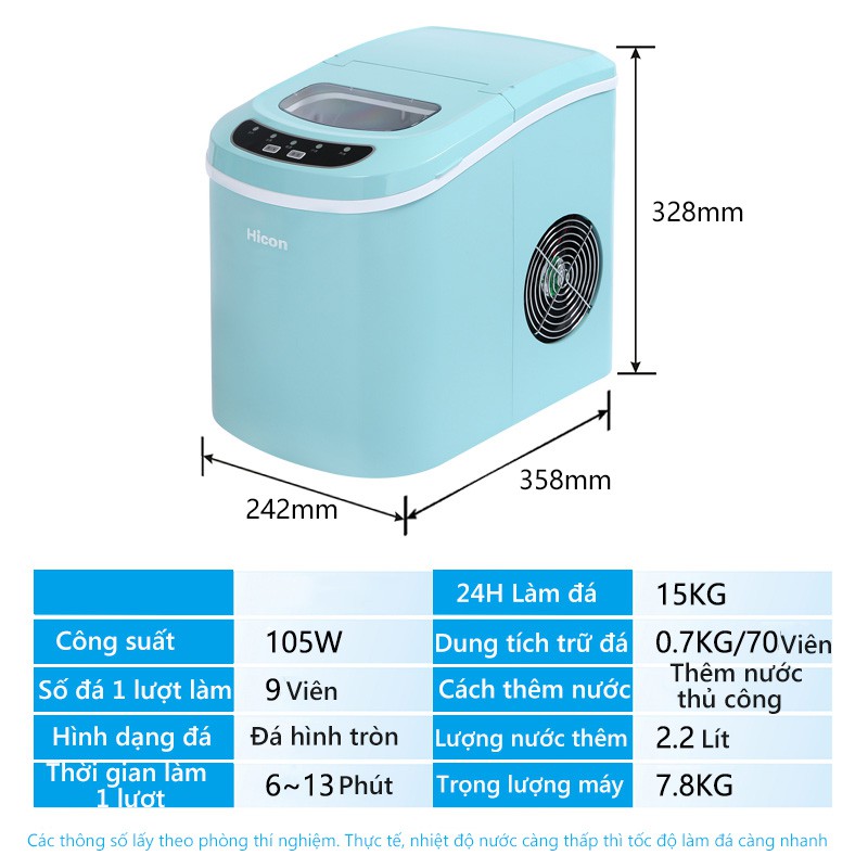 H105B/H105R máy làm đá Hicon 15kg máy làm đá màu xanh, đỏ