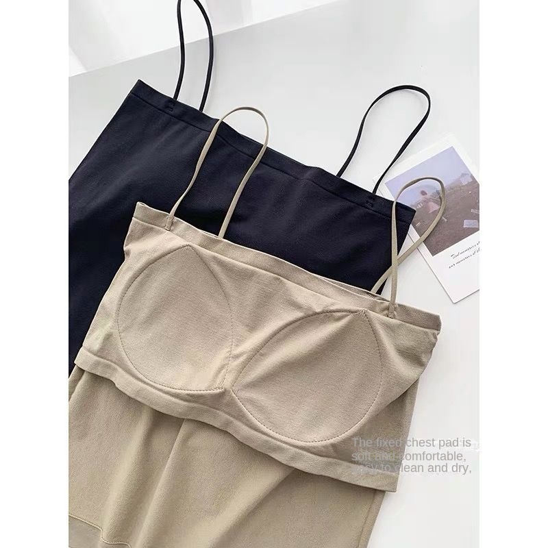 Áo Hai Dây Mỏng Có Đệm Ngực Màu Trơn Thời Trang Mùa Hè Dành Cho Bạn Nữ