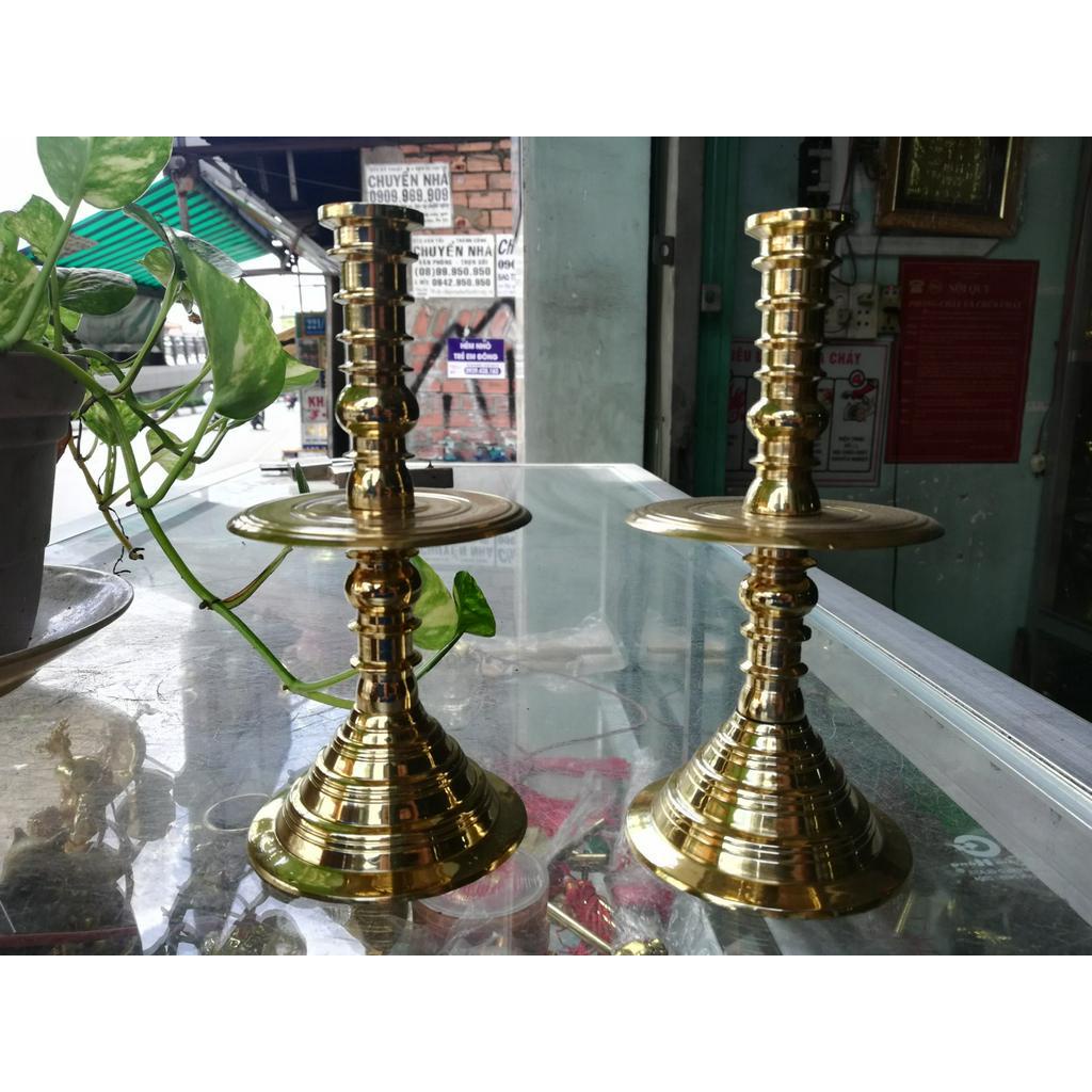 Chân nến trơn 23cm truyền thống nhỏ bằng đồng