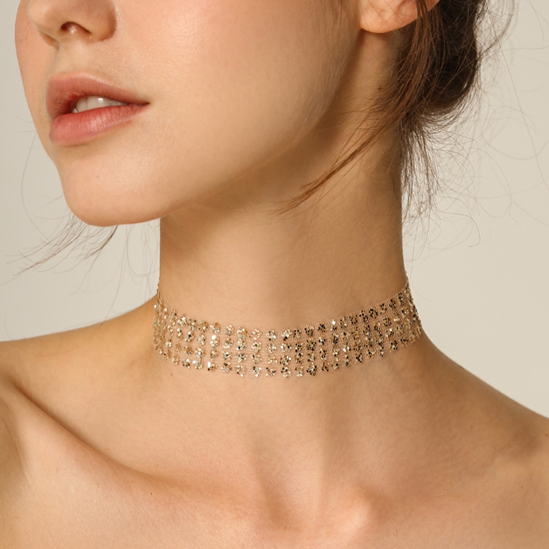 Vòng cổ choker đính kim sa lấp lánh thời trang cá tính cho nữ | BigBuy360 - bigbuy360.vn
