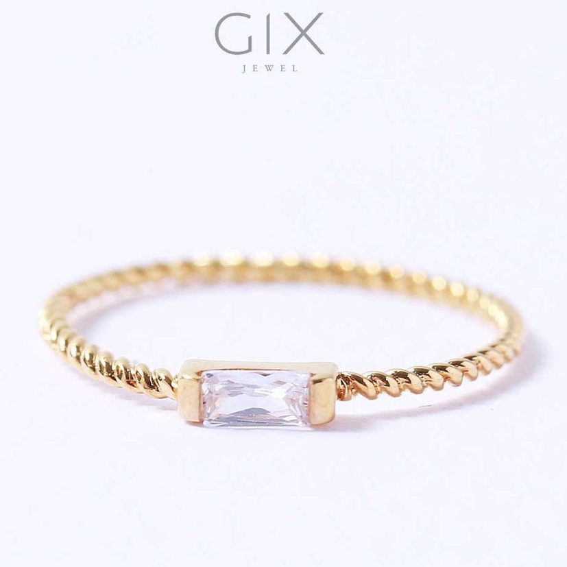 Nhẫn đai xoắn đính đá chữ nhật Gix Jewel N106