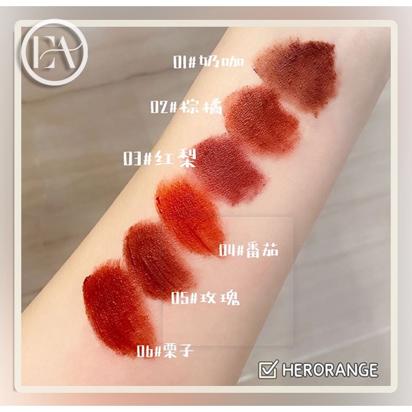 HERORANGE~Thực hiện tại trung quốc Son môi giá rẻ Men môi mài Vỏ trong suốt Sương mù có màu da men trắng