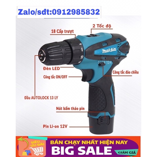 ﹍☍MÁY KHOAN CHẠY PIN 12v 💪 lõi đồng có đảo chiều bắn vít ,siêu khỏe siêu bền