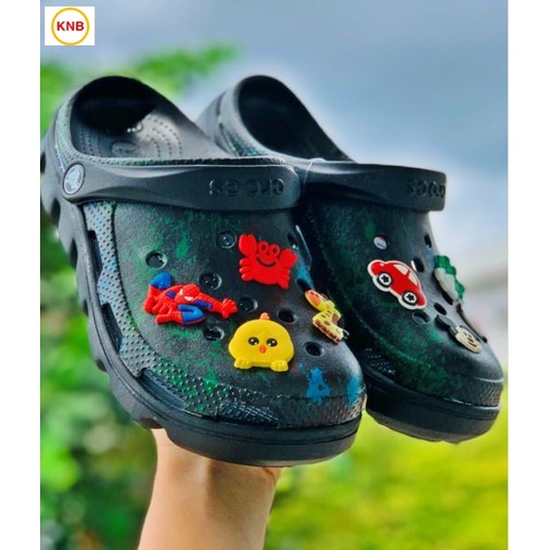 Dép nữ nam, Dép suc Duet Cross Camo đen -Freeship + 12 sticker- Dép Quai Ngang nam nữ bít đầu hàn quốc đi mưa