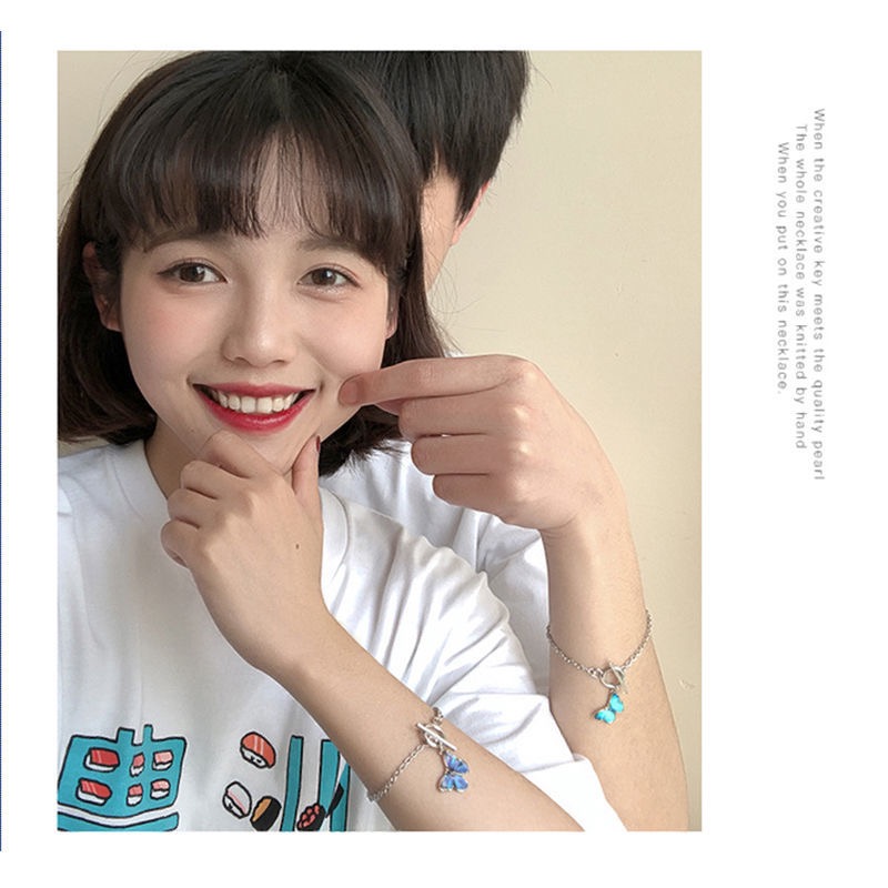 Bộ vòng tay dây chuyền mặt hình bướm phong cách thời trang dành cho phái đẹp