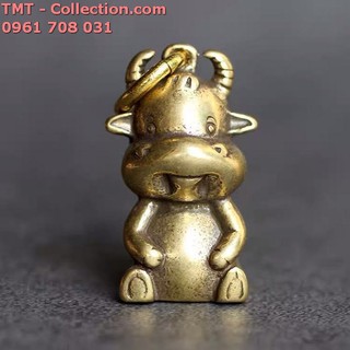 Tượng đồng móc khóa con trâu cute; mọi chi tiết của chú trâu được khắc họa rõ nét; 3x2,1x1,5cm(DàixRộngxCao) - SP001518