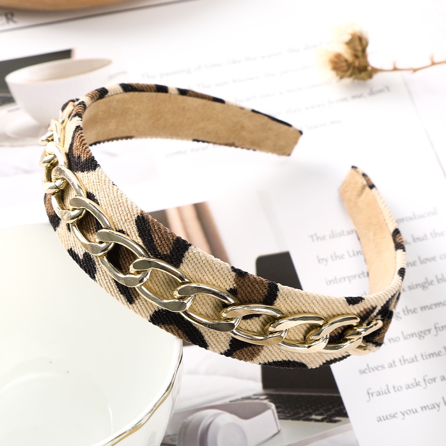 Băng Đô Vải Nhung Bản Rộng Họa Tiết Da Báo Thời Trang Hàn Quốc Cho Nữ