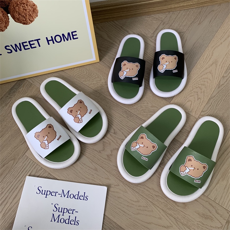 JY083 Quai  GBEAR 1  Dép quai ngang mặt gấu đế tròn dễ thương, giá học sinh,  dép mềm