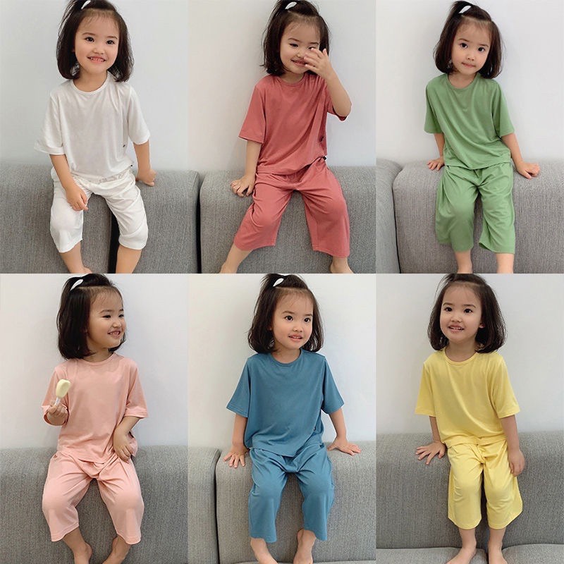 Bộ ngủ mùa hè cotton mềm mại thoáng mát cho cả bé trai bé gái (có ảnh thật)