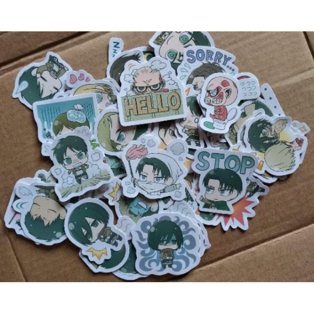 Bộ 40 sticker anime Attack On Titan chibi size 3 cm - LLD078