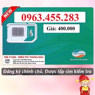 Sim VIP viettel số đẹp đầu 09 tặng gói V120N tháng đầu