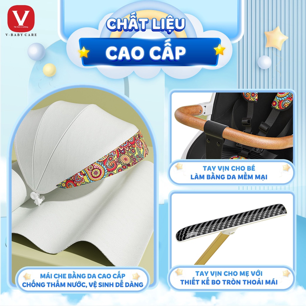 Xe đẩy 2 chiều gấp gọn cao cấp V - BABY IX9 – Hàng chính hãng – Bảo hành 1 năm ( Tặng kèm khay ăn)