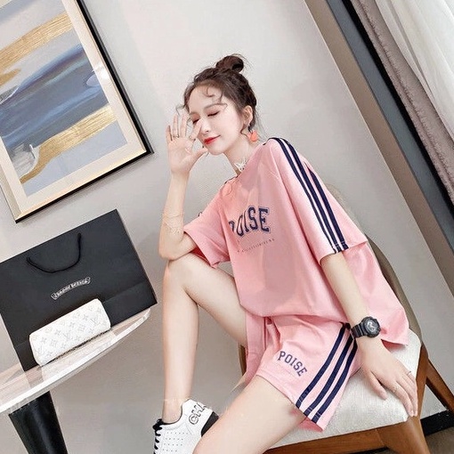 Bộ đồ hè , Set áo thun và quần sooc nữ kiểu dáng thể thao , bộ đồ đi chơi mặc nhà - Ngọc Uyên Store