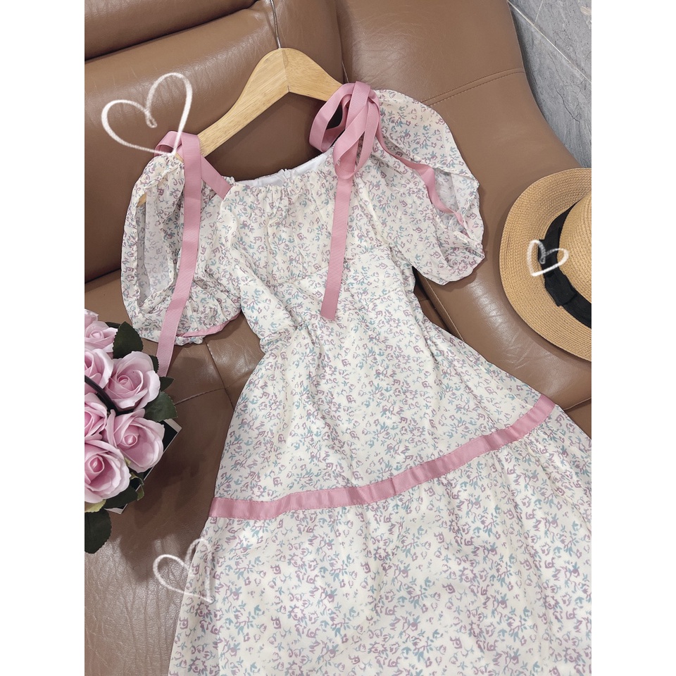 ĐẦM HOA VIỀN HỒNG MIDI