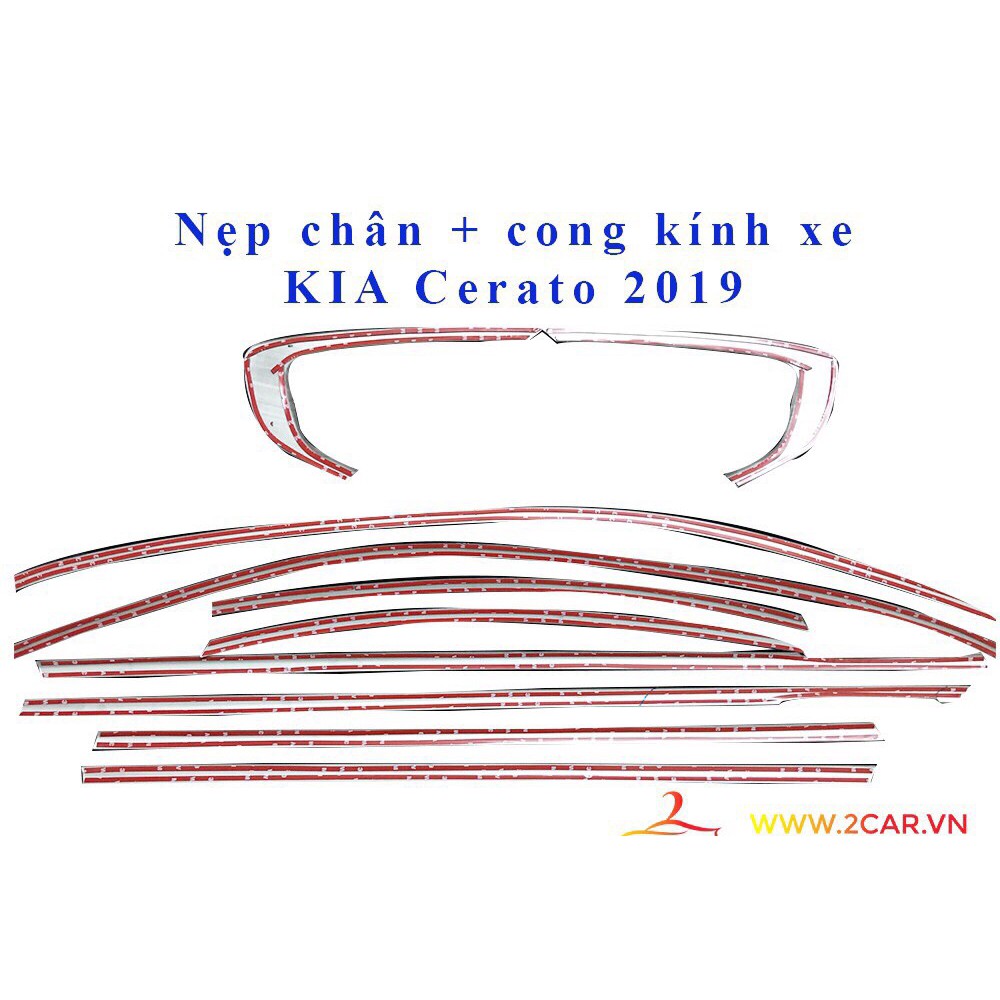 Nẹp viền inox chân và cong kính xe ô tô, xe hơi Kia Cerato 2019-2020