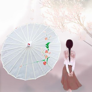 Dù cán gỗ Nhật Bản MÀU TRẮNG đạo cụ dựng phim cổ trang đạo cụ múa phụ kiện trang trí ASAM