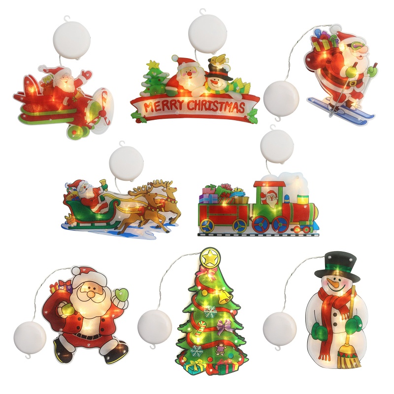 Phụ Kiện Trang Trí Giáng Sinh Hình Ông Già Noel / Người Tuyết Có Giác Hút Gắn Cửa Sổ