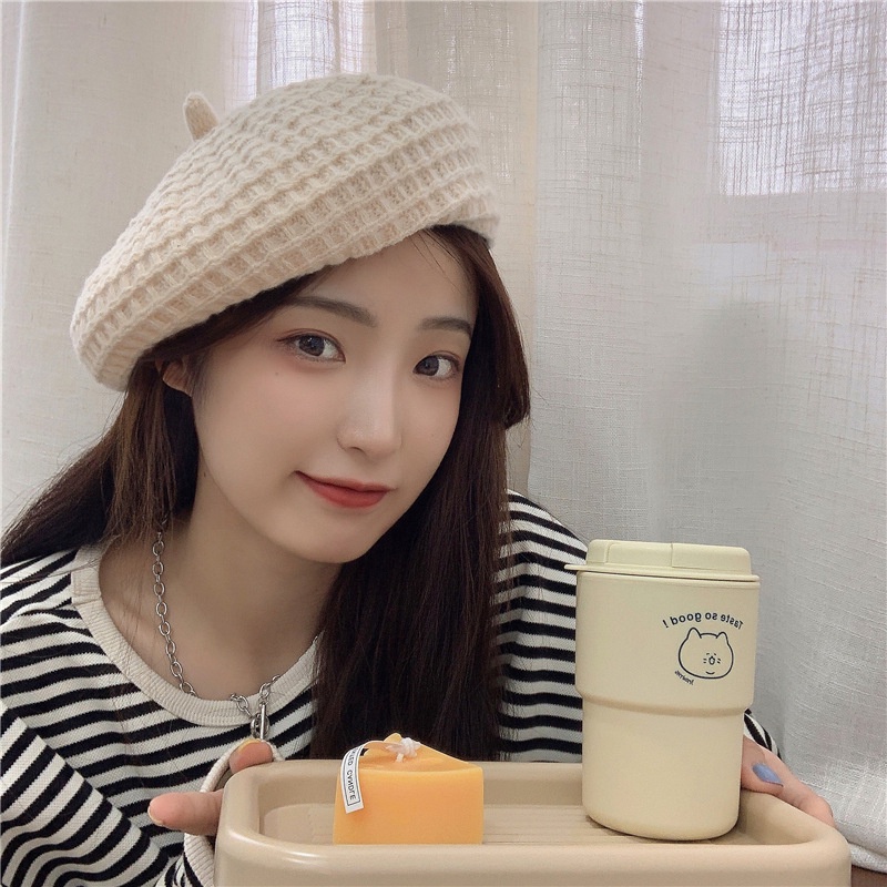 Mũ beret len màu sắc ngọt ngào phong cách retro dành cho nữ