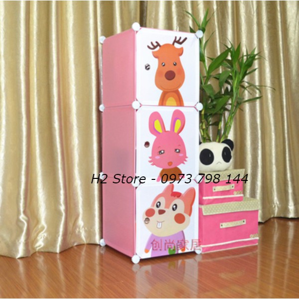 [RẺ NHẤT SHOPEE] TỦ NHỰA LẮP GHÉP 3 Ô VÁCH HỒNG ĐỂ ĐỒ ĐA NĂNG THÔNG MINH CHO TRẺ EM sâu 37cm