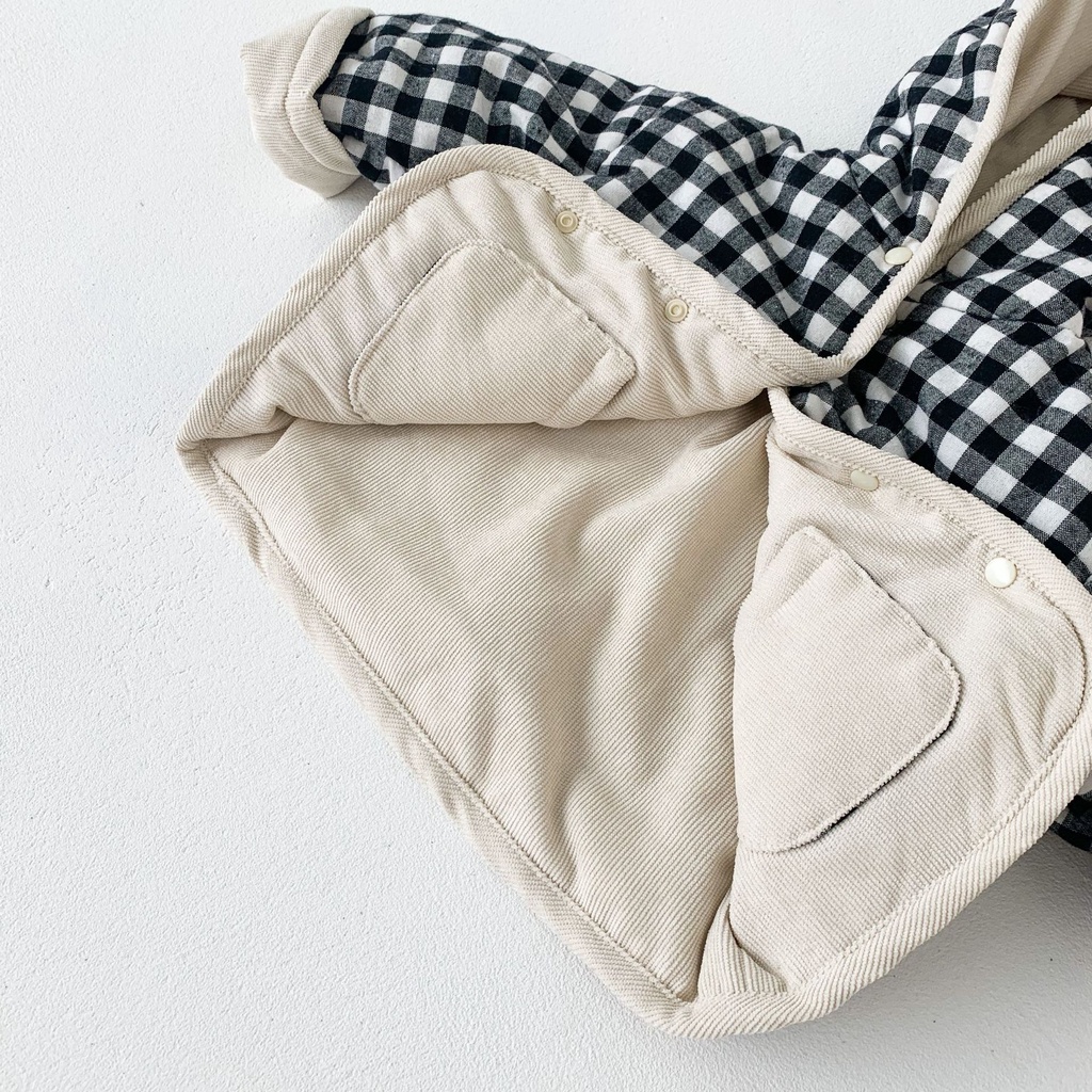 Áo khoác tay dài họa tiết caro mặc được hai mặt dễ thương thời trang mùa đông 2020 dành cho bé trai gái