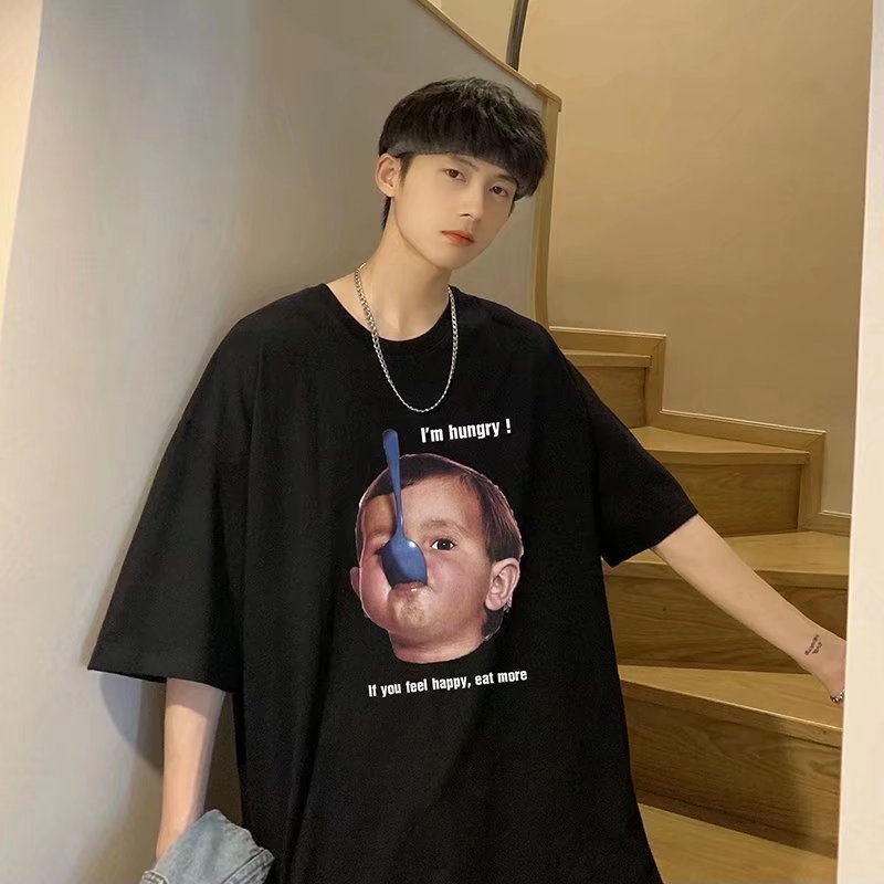 Áo Thun Tay Ngắn Dáng Rộng In Họa Tiết Hoạt Hình Phong Cách Nhật Bản Thời Trang Mùa Hè Cho Nam size M-8XL