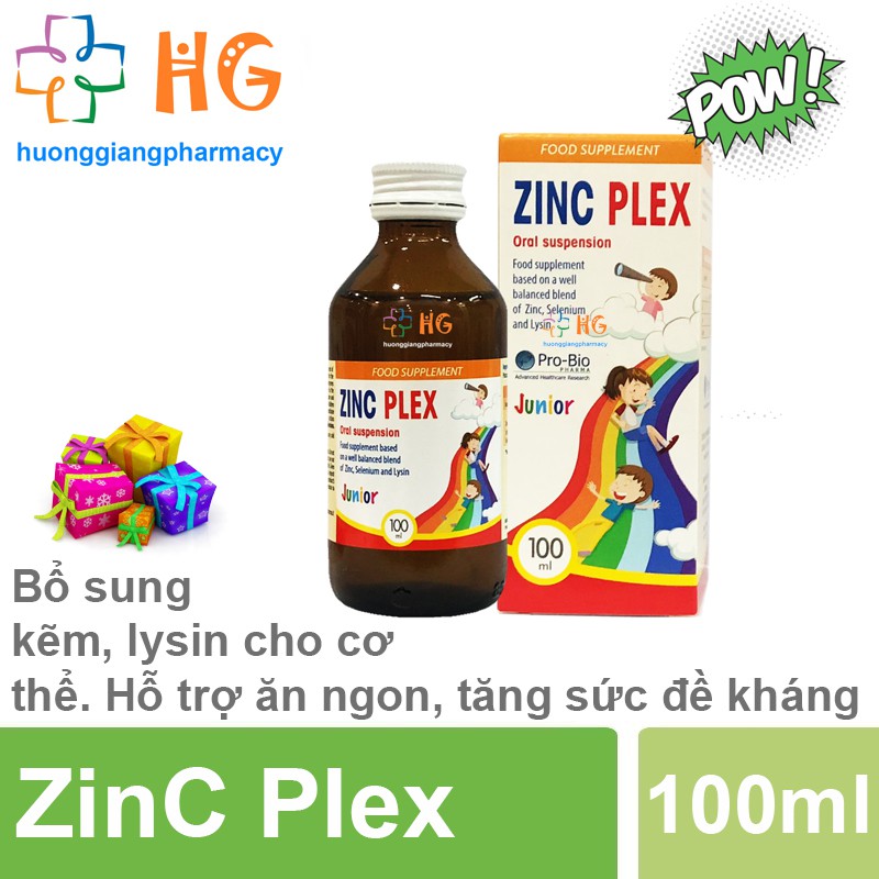Combo 2 Hộp ZinC Plex. Siro tăng sức đề kháng, bổ sung kẽm, vitamin tổng hợp cho bé. Kích thích tiêu hóa, ăn ngon miệng