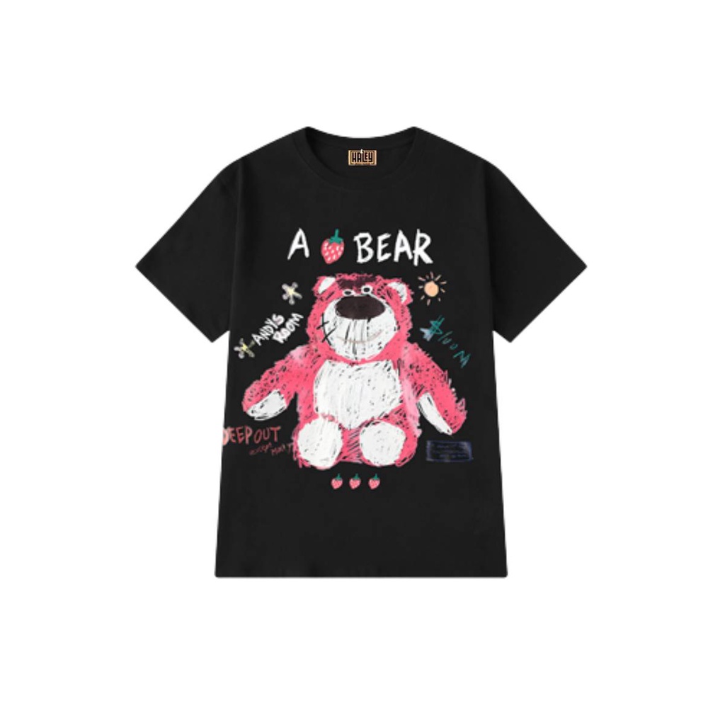 Áo thun Nam Nữ HALEY TN102 Unisex Form rộng tay lỡ A BEAR GẤU HỒNG street wear Basic Ullzang Hàn Quốc