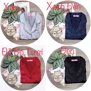 ( Freesize Lụa ) Đồ Bộ Pijama Lụa viền bèo - Tay Dài Quần Dài