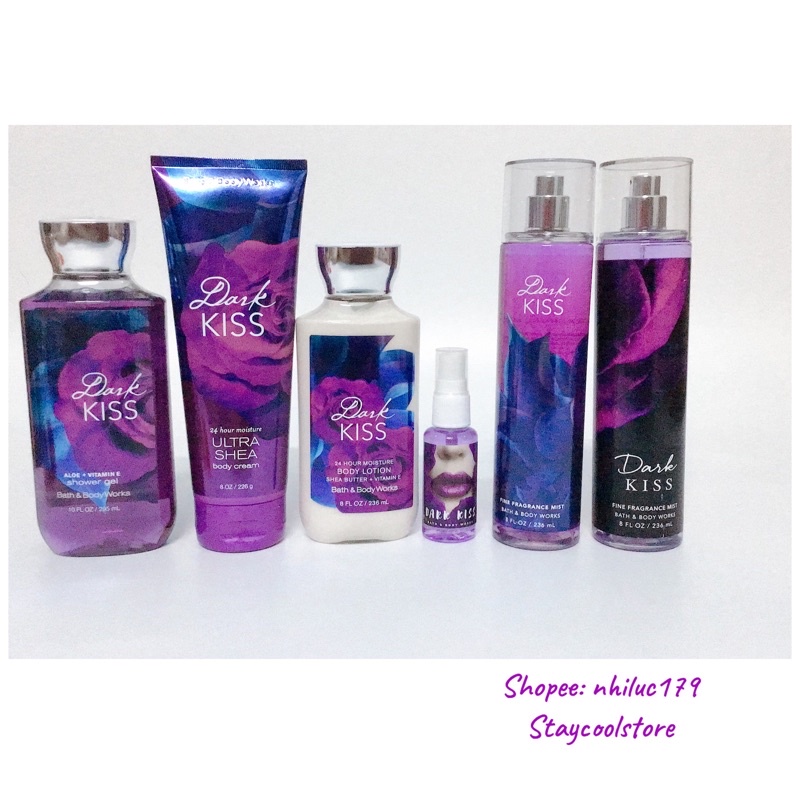 [BILL Mỹ] Xịt thơm/ Sữa tắm/ dưỡng thể DARK KISS Body mist Bath &amp; Body Works 236ml