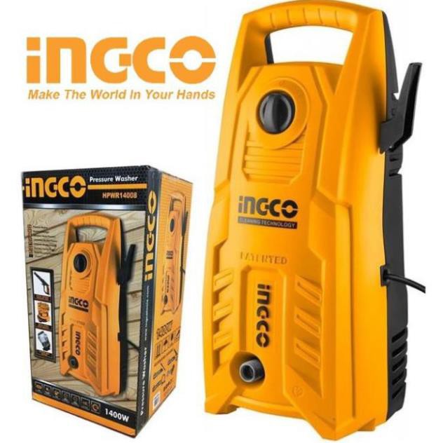 INGCO Máy xịt rửa áp lực đa năng 1400W 130Bar 1900PSI HPWR14008 Tặng khớp nối