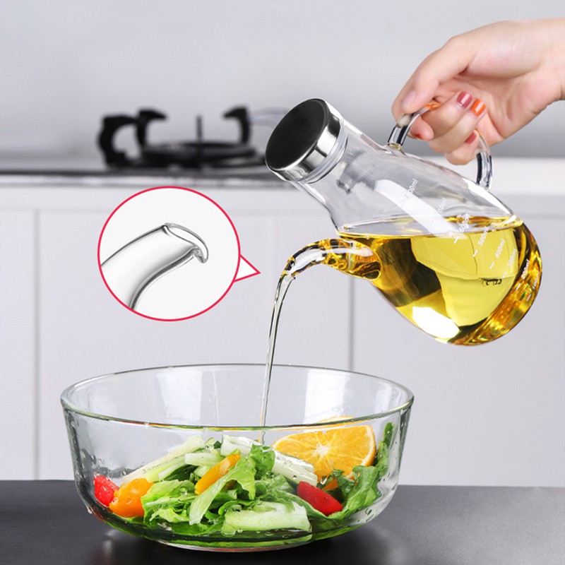 Bình thủy tinh trong suốt đựng gia vị chất liệu Borosilicate cao cấp chống rò rỉ dung tích 800ml tiện dụng cho nhà bếp