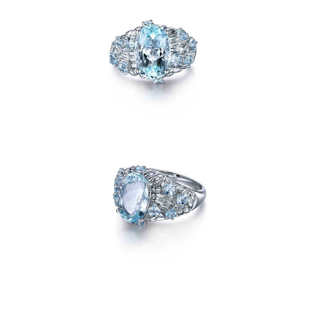 Nhẫn sapphire bạc 925 kiểu Âu Mỹ