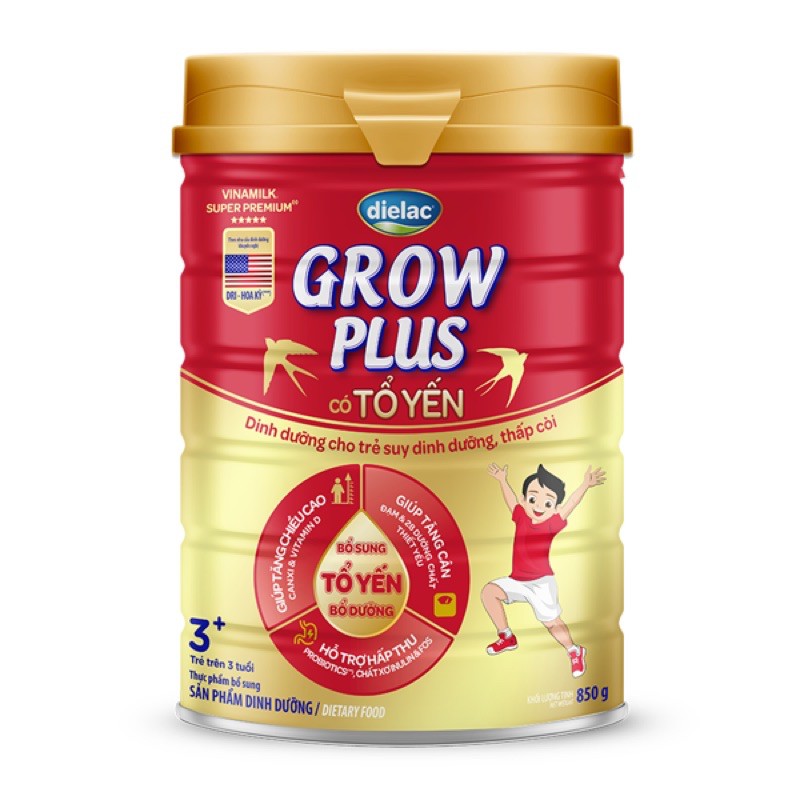 SỮA BỘT DIELAC GROW PLUS CÓ TỔ YẾN 850G (CHO TRẺ TRÊN 3 TUỔI)