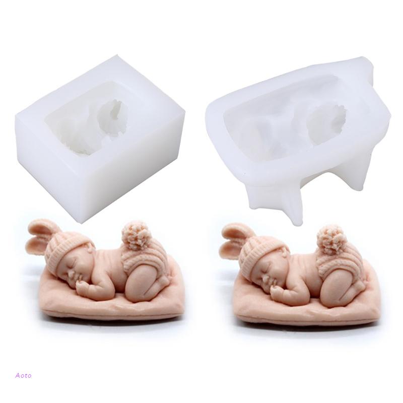 AOTO 3D Sleeping Baby Silicone Chocolate Candy Fondant Mold Handmade Soap Candle Mold